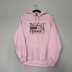 Women’s Light Pink Oversized Monday Should Be Optional Hoodie Size S